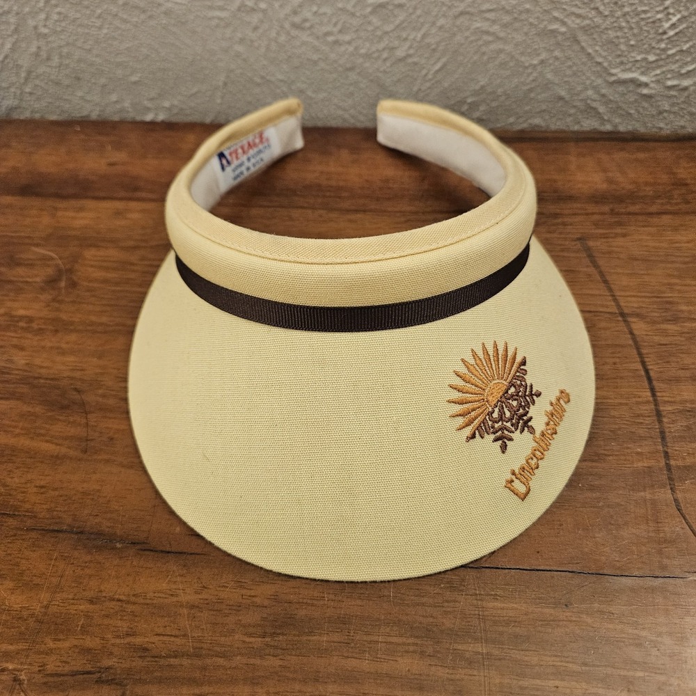 Vintage Lincolnshire Golf Visor Hat Cap Women's Beige Yellow Made In USA‎ Texace